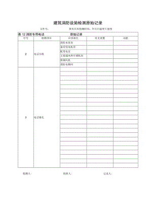 消防专用电话（建筑消防设施检测原始记录）.docx