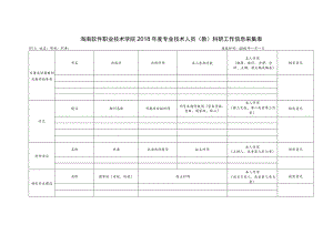 海南软件职业技术学院2018年度专业技术人员教科研工作信息采集表.docx