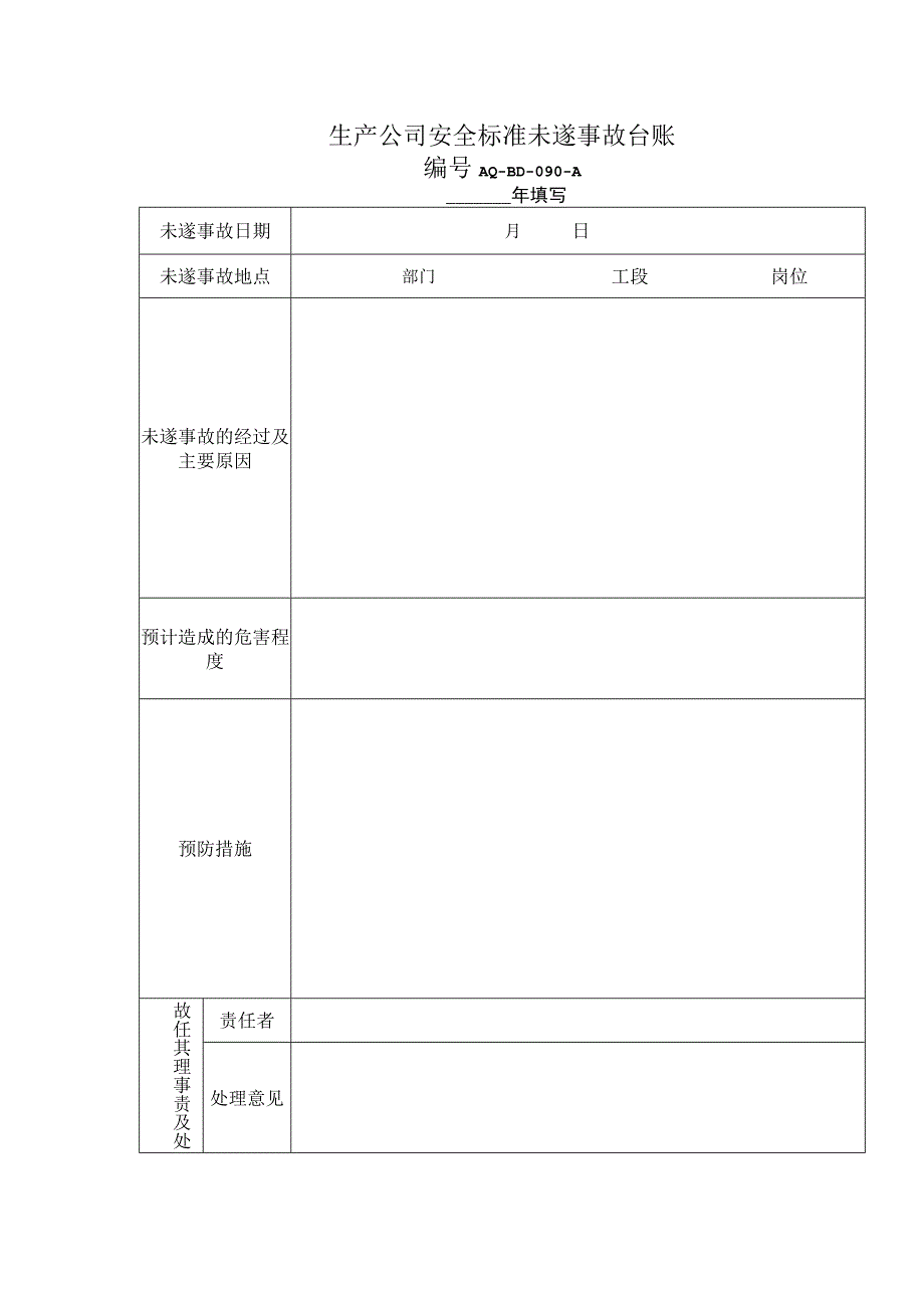 生产公司安全标准未遂事故台账.docx_第1页