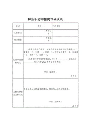 林业职称申报岗位确认表.docx