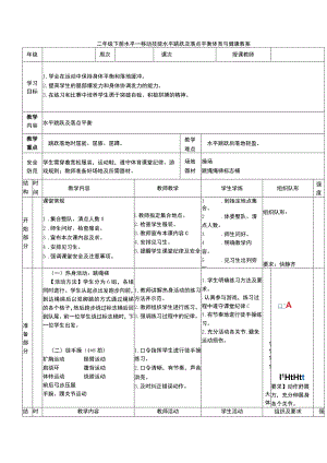 二年级下册水平一移动技能水平跳跃及落点平衡体育与健康教案.docx