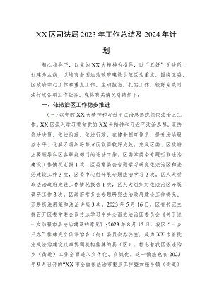 XX区司法局2023年工作总结及2024年计划.docx