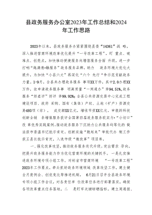 某县政务服务办公室2023-2024年度工作总结下一年工作思路计划.docx