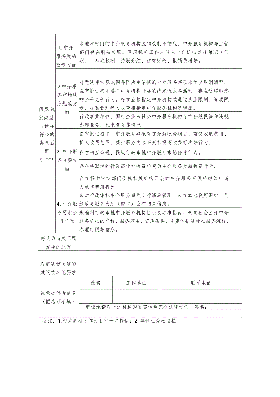 高安市行政审批中介服务规范治理问题线索征集表.docx_第2页