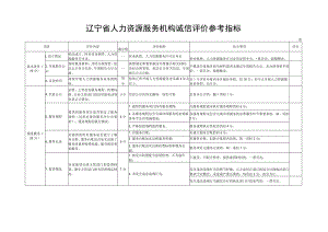 辽宁省人力资源服务机构诚信评价参考指标表一.docx