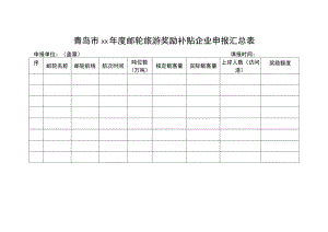 青岛市××年度邮轮旅游奖励补贴企业申报汇总表.docx