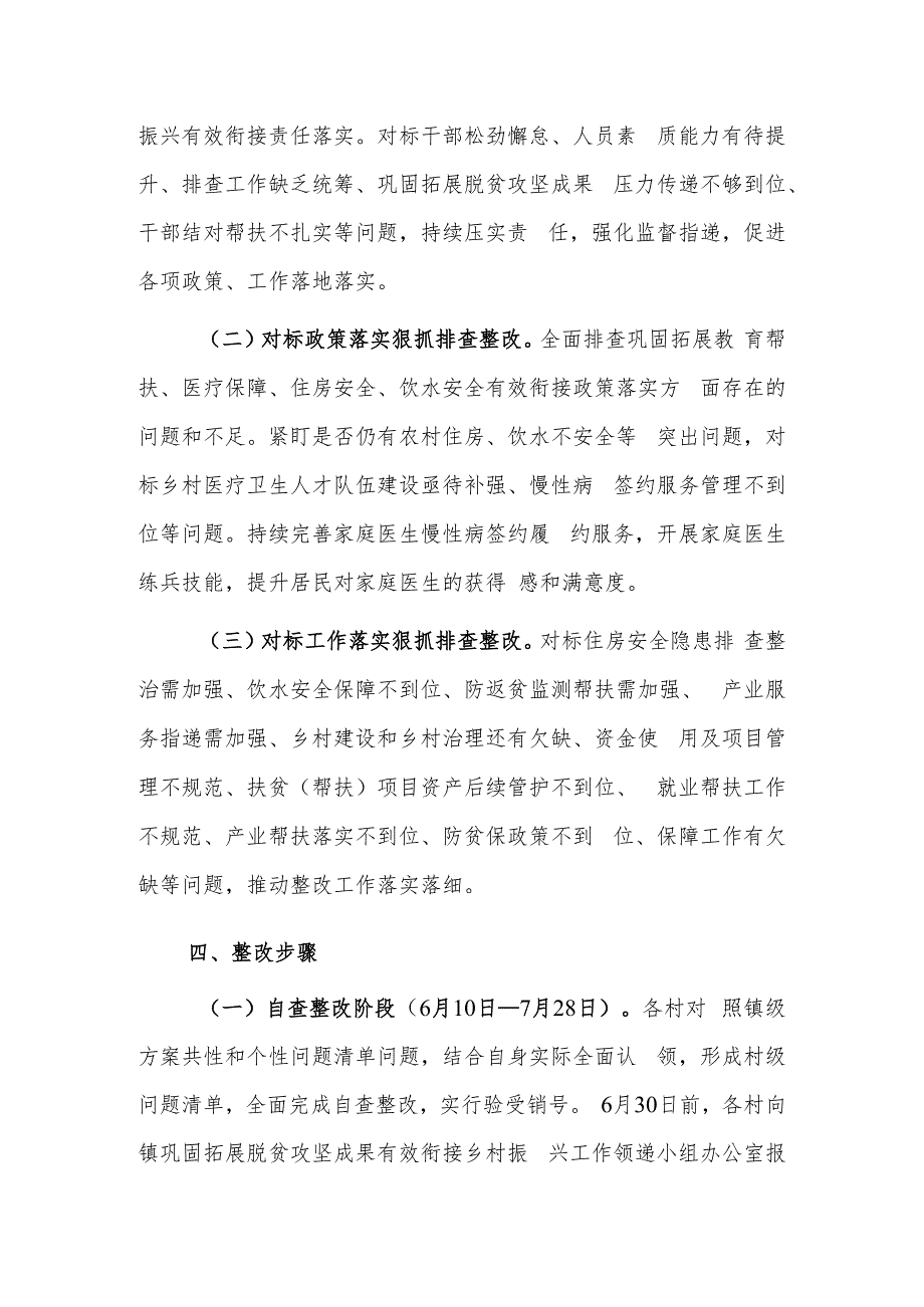 镇巩固拓展脱贫攻坚成果同乡村振兴有效衔接自查发现问题整改工作方案.docx_第3页