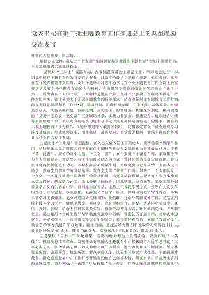 党委书记在第二批主题教育工作推进会上的典型经验交流发言.docx