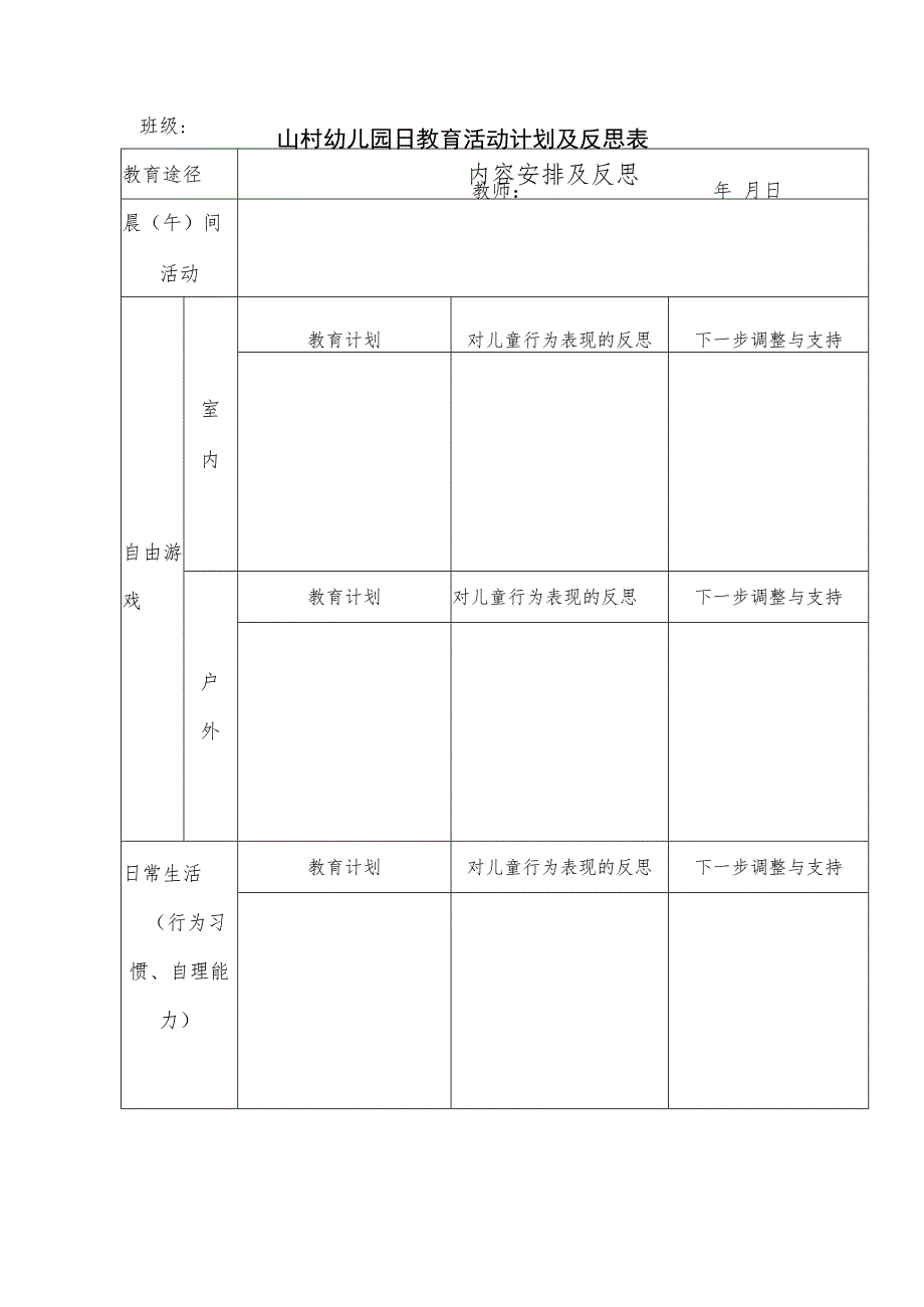 山村幼儿园日教育活动计划及反思表.docx_第2页