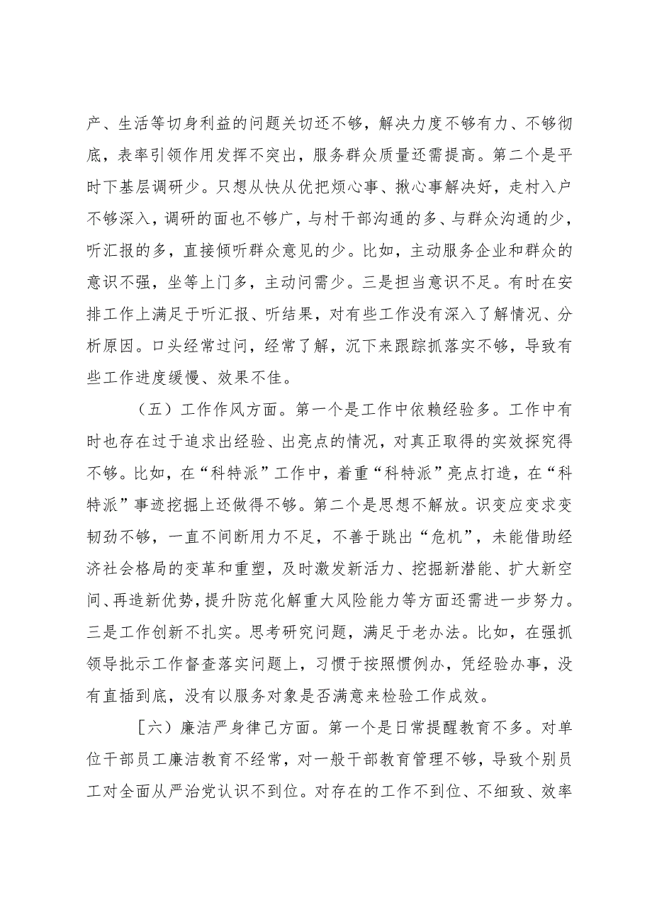 乡镇镇长主题教育民主生活会个人对照检查材料（素质能力、担当作为、检视剖析发言提纲）.docx_第3页