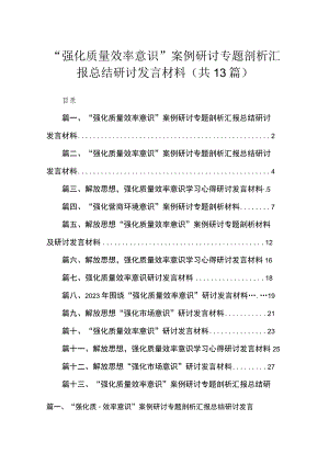 “强化质量效率意识”案例研讨专题剖析汇报总结研讨发言材料13篇供参考.docx