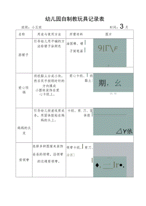 幼儿园自制教玩具记录表.docx