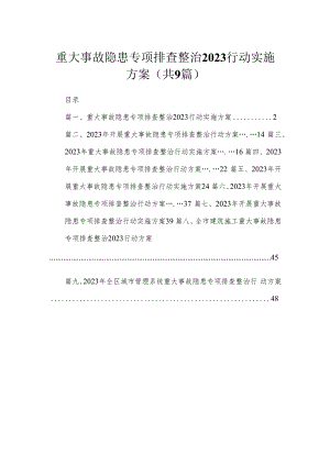 重大事故隐患专项排查整治行动实施方案精选（参考范文九篇）.docx