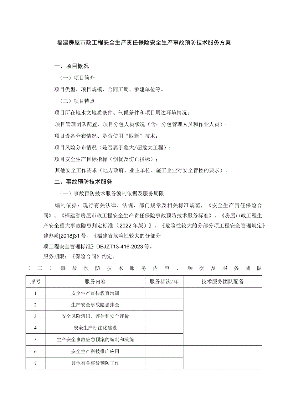 福建房屋市政工程安全生产责任保险安全生产事故预防技术服务方案.docx_第1页