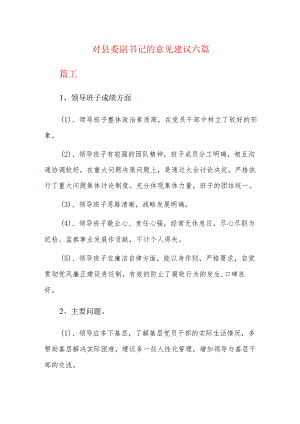 对县委副书记的意见建议六篇.docx