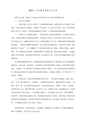 （2篇）2023上半年基层党建工作总结（附党课讲稿）.docx