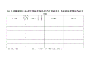 -2023年全国职业院校技能大赛赛项正式赛卷GZ078 药学技能赛项正式赛卷及评分标准-药学技能实操考核 药品收货与验收试题（答题纸）.docx