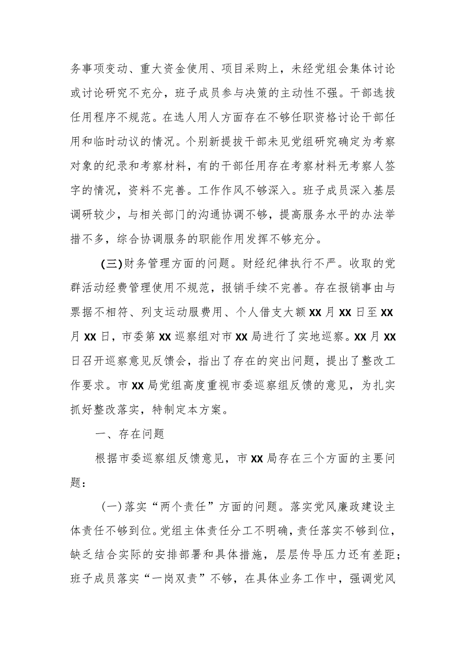 某市政府部门关于落实市委巡察组反馈意见的整改方案.docx_第2页