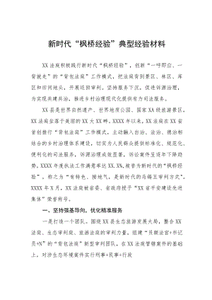 法庭积极践行新时代“枫桥经验”典型经验材料(五篇).docx