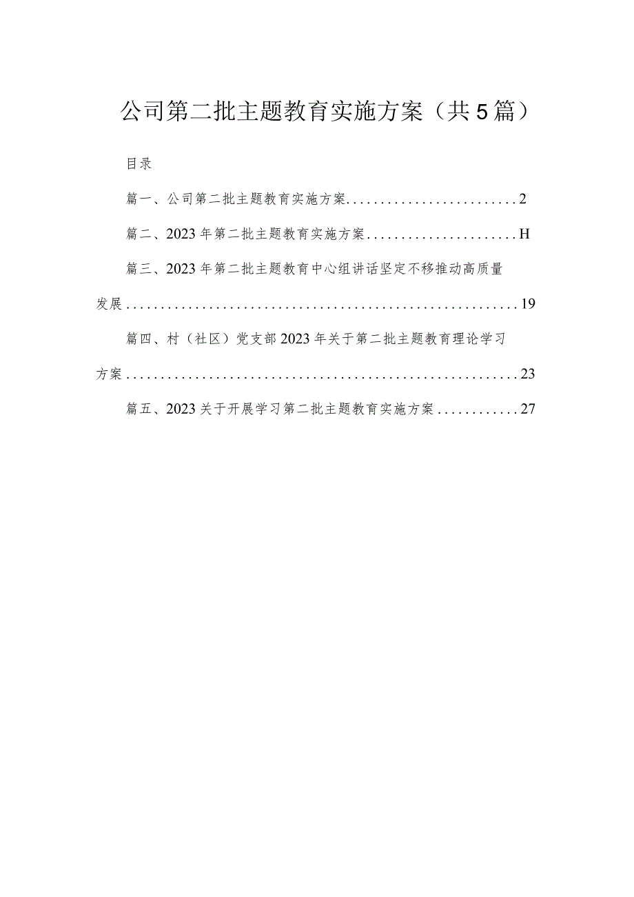 公司第二批专题实施方案（共5篇）.docx_第1页