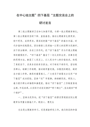 在中心组主题”四下基层“主题交流会上的研讨发言.docx