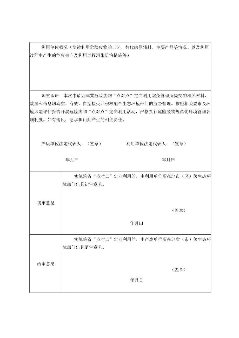 京津冀危险废物“点对点”定向利用豁免管理申请表、环境风险评估报告编制大纲.docx_第2页