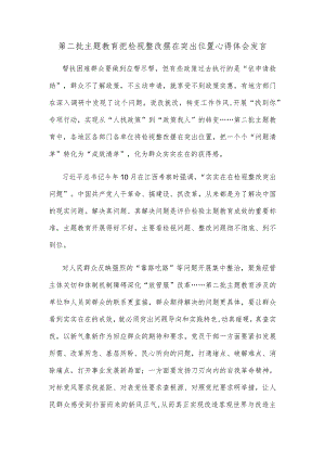 第二批主题教育把检视整改摆在突出位置心得体会发言.docx