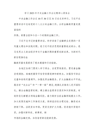 学习2023中央金融工作会议精神的心得体(十五篇).docx