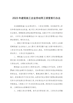 2023年建筑施工企业劳动用工管理暂行办法.docx