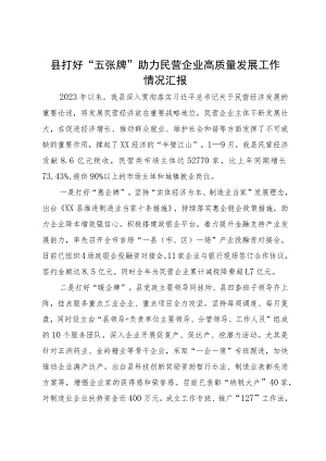 县打好“五张牌”助力民营企业高质量发展工作情况汇报.docx