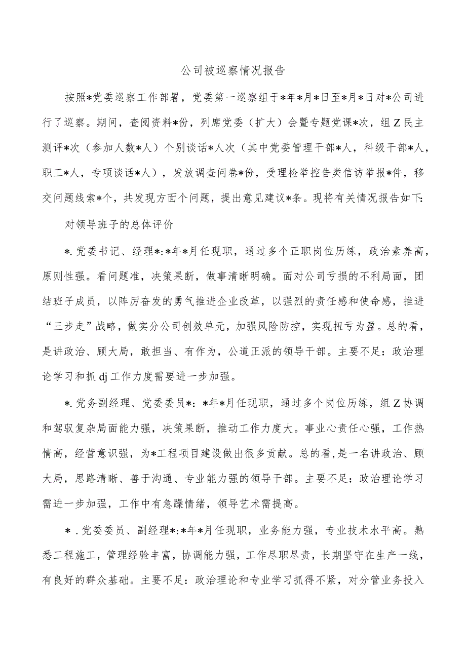 公司被巡察情况报告.docx_第1页