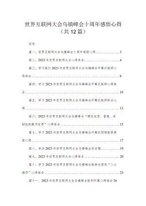 世界互联网大会乌镇峰会十周年感悟心得（共12篇）.docx