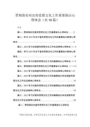 2023贯彻落实对宣传思想文化工作重要指示心得体会【10篇】.docx