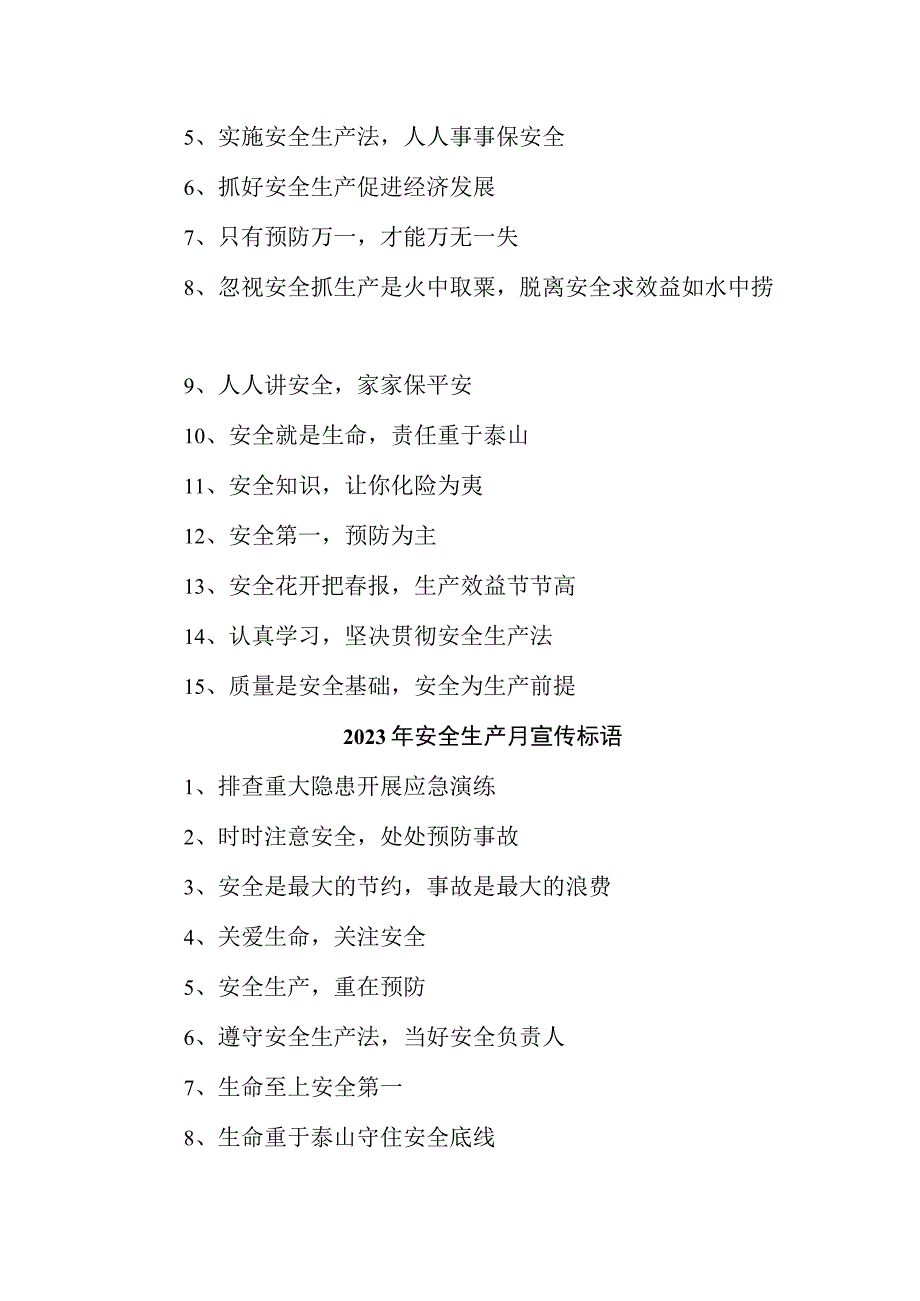 中小学2023年安全生产月 主题活动宣传标语 （合计5份）.docx_第2页