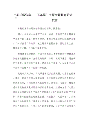 书记2023年“四下基层”主题专题教育研讨发言.docx