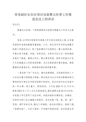 常务副区长在区项目包装暨五经普工作推进会议上的讲话.docx