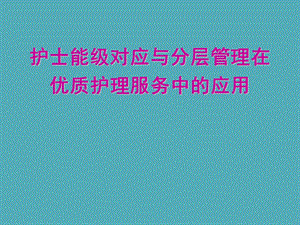 医学护士能级对应与分层管理在优质护理服务中的应用.ppt