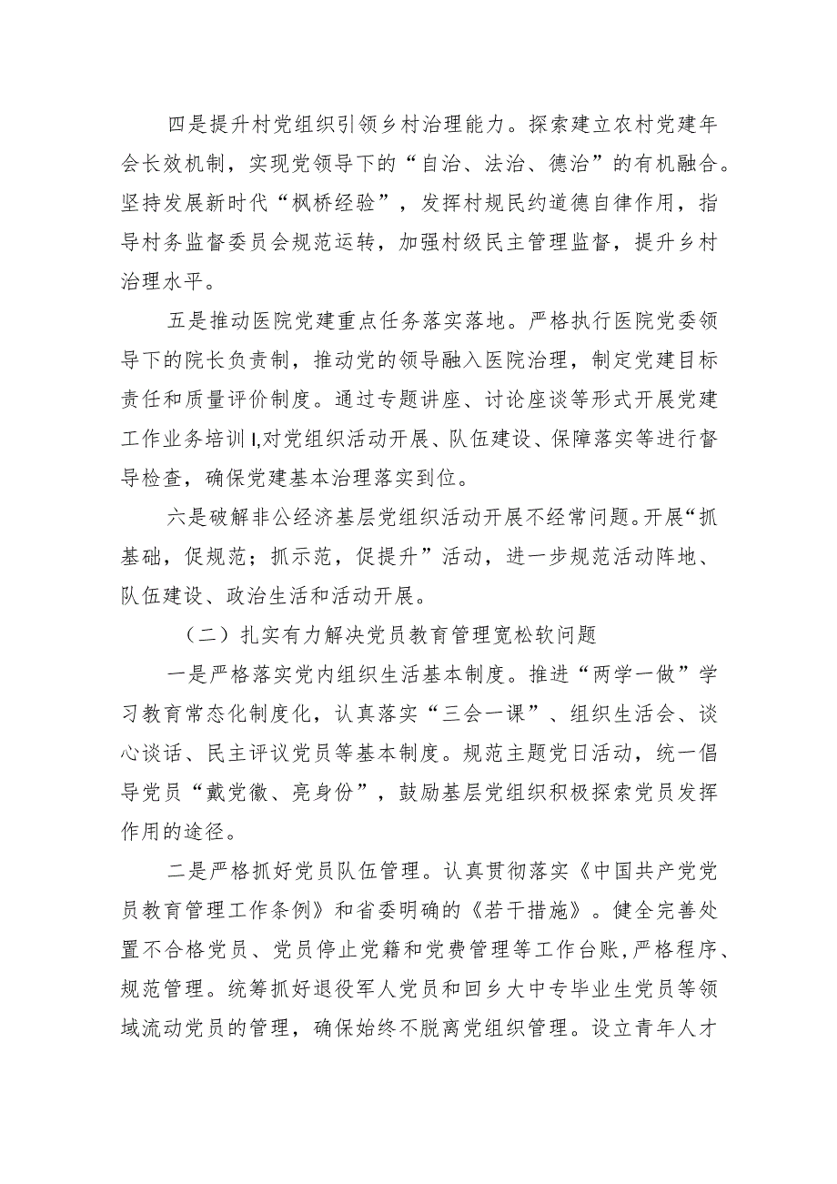 基层党组织软弱涣散党员教育管理宽松软基层党建主体责任缺失专项整治工作总结.docx_第3页