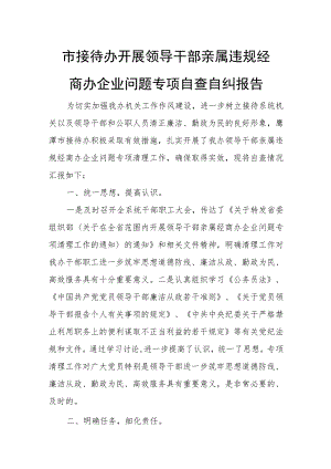 市接待办开展领导干部亲属违规经商办企业问题专项自查自纠报告.docx