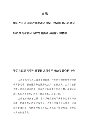 2023学习在江西考察时重要讲话用实干推动发展心得体会和学习考察江西时的重要讲话精神心得体会.docx