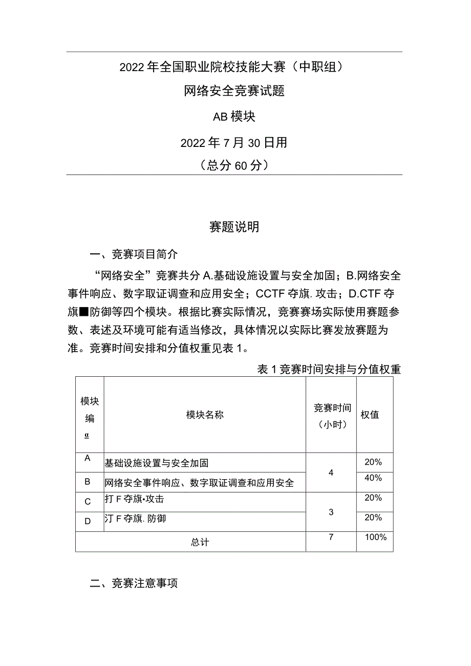 ZZ-2022029网络安全竞赛正式赛卷完整版包括附件-2022年全国职业院校技能大赛赛项正式赛卷.docx_第1页