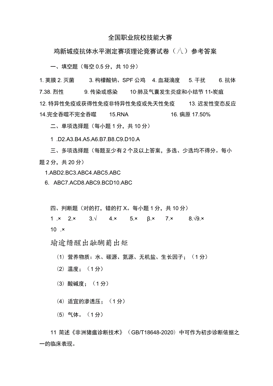 GZ-2022002 鸡新城疫抗体水平测定赛项正式赛卷完整版包括附件-2022年全国职业院校技能大赛赛项正式赛卷.docx_第1页