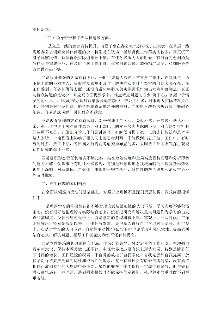 市委巡察整改专题民主生活会个人发言提纲.docx_第2页