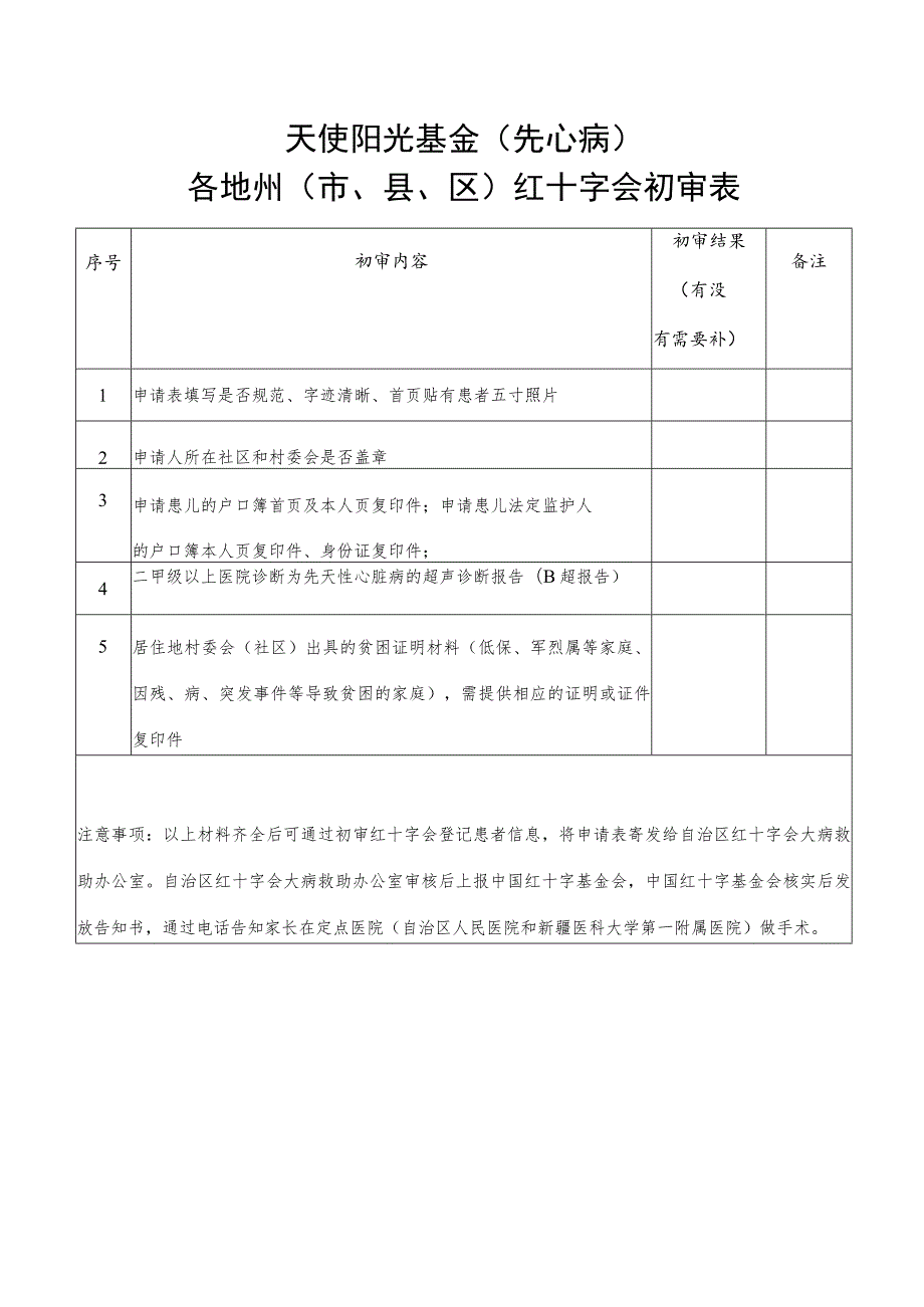 天使阳光基金先心病各地州市、县、区红十字会初审表.docx_第1页