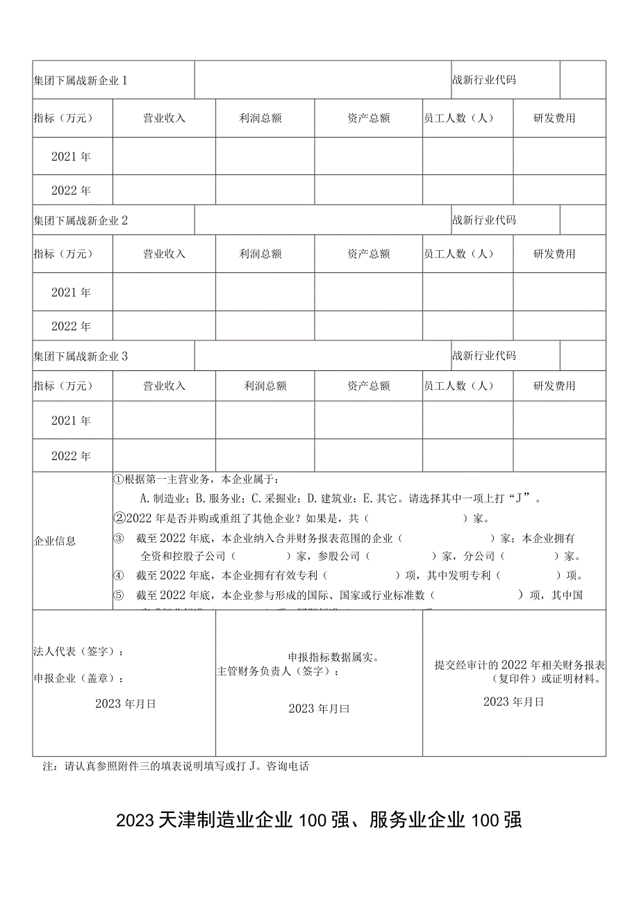 2023天津制造业企业100强、服务业企业100强申报表.docx_第2页