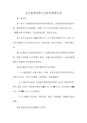 企业规章有限公司投资管理办法.docx