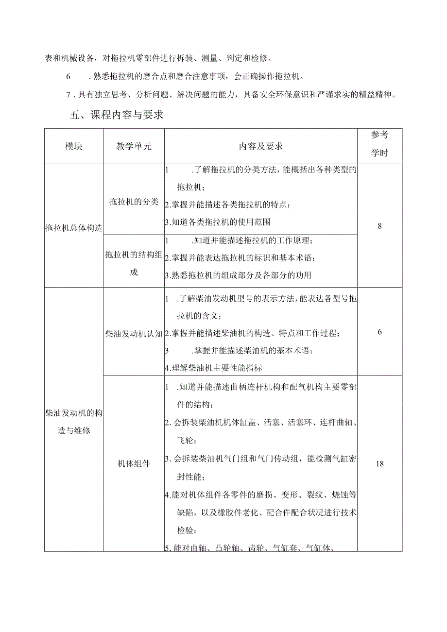 《拖拉机构造与维护》课程标准.docx_第2页