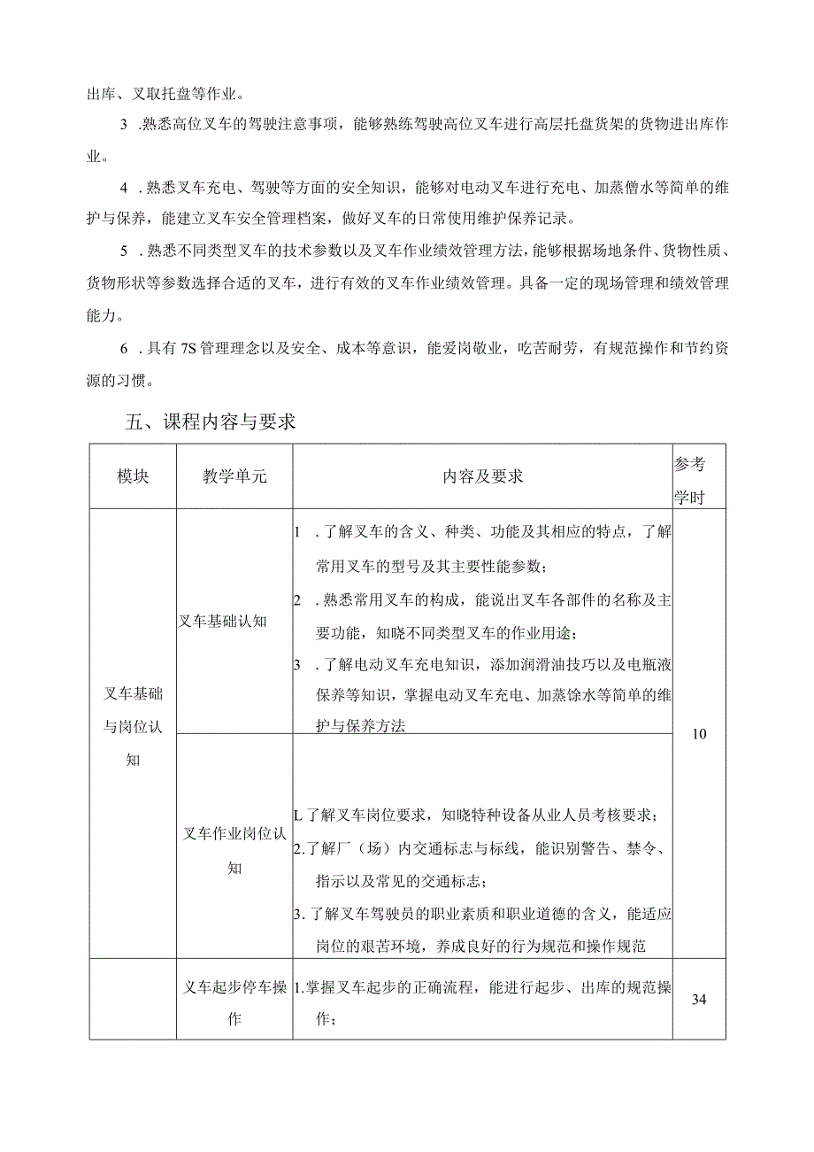 《叉车作业与管理》课程标准.docx_第2页