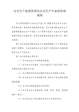 安全生产监督管理局安全生产专家组管理规则.docx