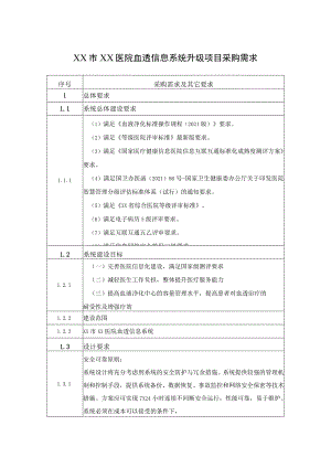 XX市XX医院血透信息系统升级项目采购需求.docx